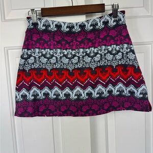 Tranquility Women’s Mini Skort Multi Colored Floral Elastic Waist Pull On Size S